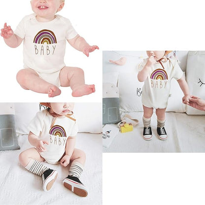 Cnins Newborn Baby Bodysuit - Pregnancy Announcement & Infant Loss Gift, Coming Soon & Rainbow Design Coming Home Outfit