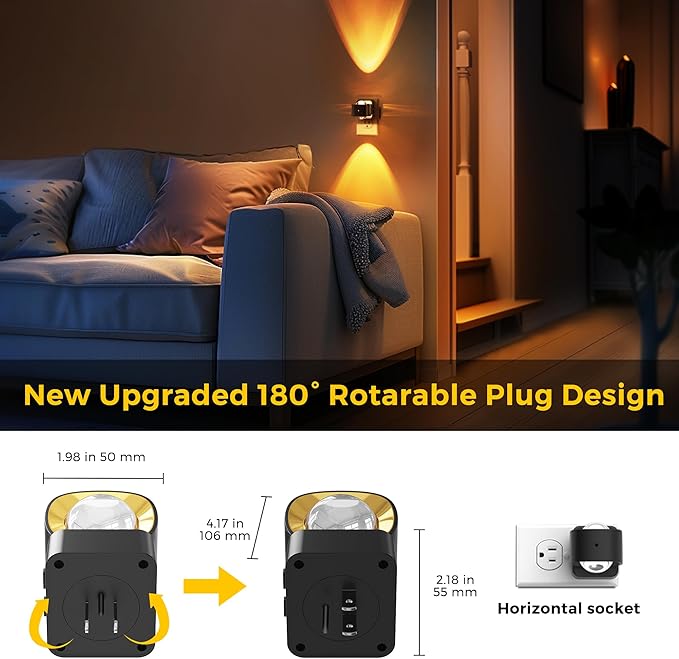 L LOHAS LED Night Light Projector, Color Changing Night Light Plug into Wall, Dusk to Dawn Sensor, Rotating Nightlight, RGB Ambient Lighting for Bathroom, Gaming Room, Gifts,1 Pack