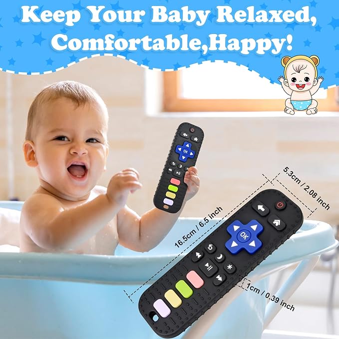 Baby Silicone Teething Toys, Simulation TV Remote Control Shape Teether Toys for Toddlers 3-18 Months, Boys Girls Baby Teething Toys, Babies Chew Toys, Freezer BPA Free