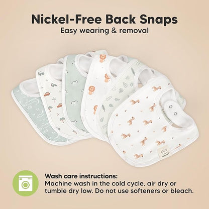 8-Pack Organic Baby Bibs for Boys, Girls - Soft Cotton Drooling and Teething Bibs for Baby Girl & Boy, Extra Absorbent, Easy To Clean & Put On for Toddler, Newborn, Infant 0-24 Months (Wilderness)