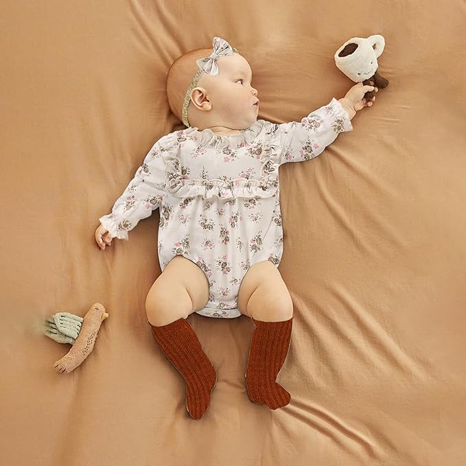 GRNSHTS Newborn Baby Girl Clothes Ruffle Rompers Toddler Fall Outfits for Girls Set Little Girl Fall Winter Clothing