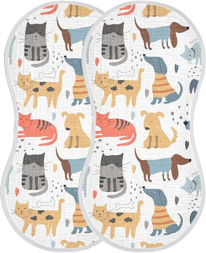 vvfelixl Different Dogs Cats Burp Cloths for Baby Boy Girls Baby Washcloths Burp Rags 1 Pack