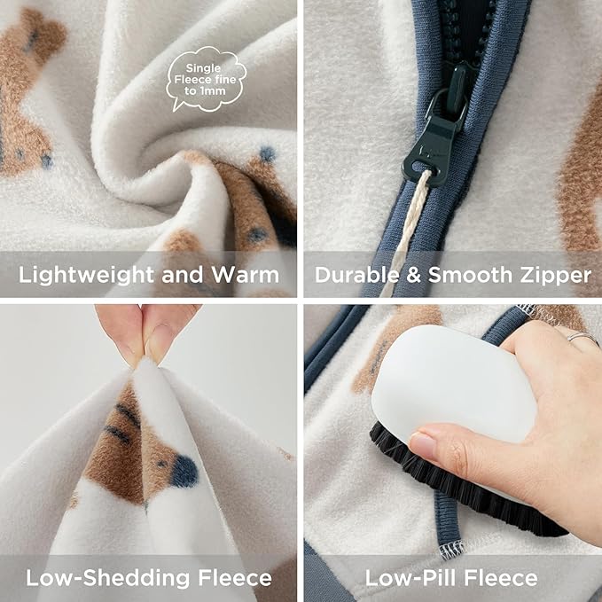 DAVE&BELLA Toddler Printed Polar Fleece Jacket, Zip Up Lightweight Outerwear for Kids Boys Girls Fall Spring Coat 2-9 Years