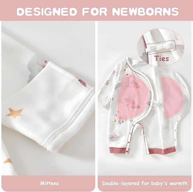 100% Organic Cotton Soft 0-6 Months Unisex Footless Newborn Baby Sleepers Pajamas Romper Boys Girls Long Sleeve