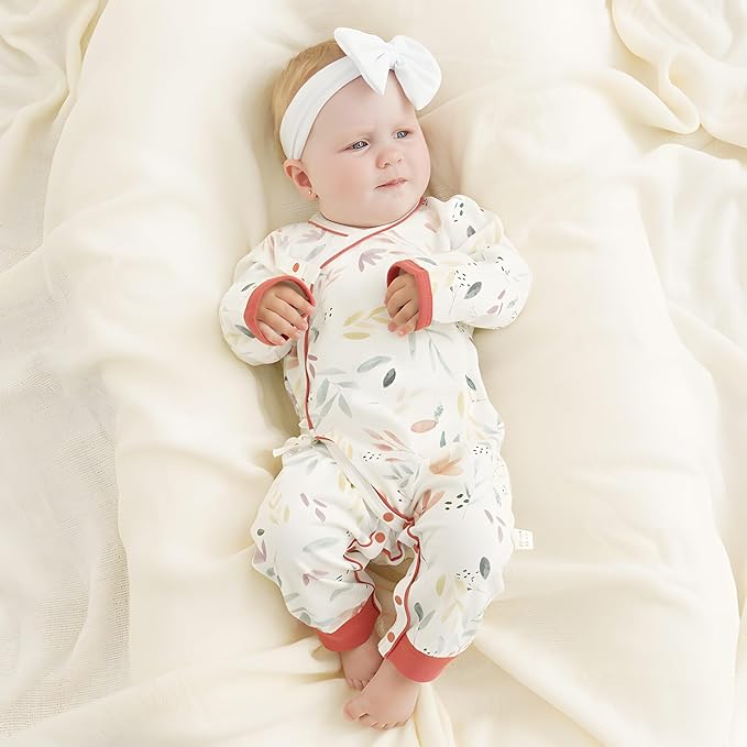 100% Organic Cotton Soft 0-6 Months Unisex Footless Newborn Baby Sleepers Pajamas Romper Boys Girls Long Sleeve