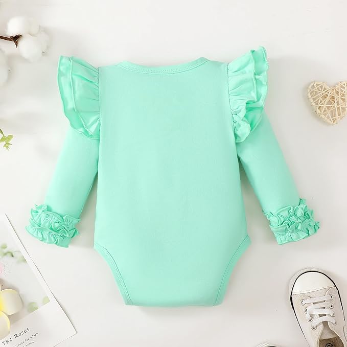 Baby Girl Solid Color Romper Infant Ruffle Sleeve Bodysuit One Piece Outfit Toddler Jumpsuit clothes