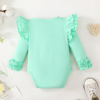 Baby Girl Solid Color Romper Infant Ruffle Sleeve Bodysuit One Piece Outfit Toddler Jumpsuit clothes
