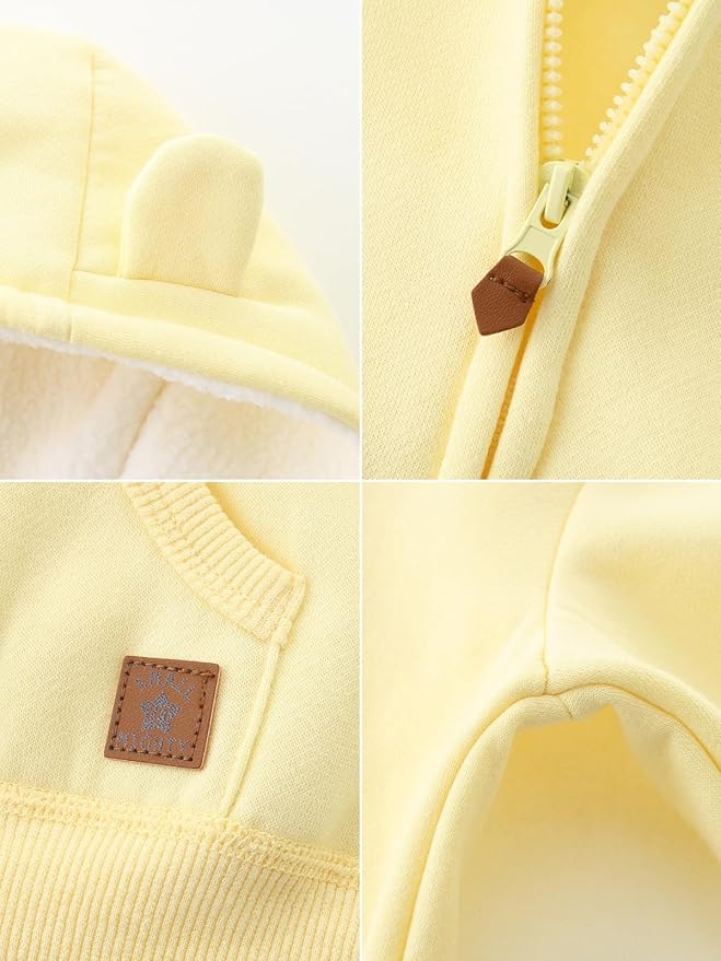 Baby Boy Girl Clothes Zip-Up Hoodies with Sherpa Lining Spring Fall Outerwear Coat