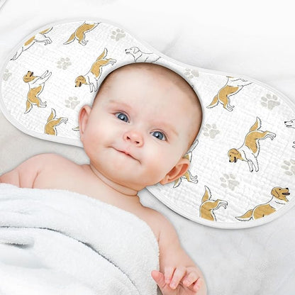 4 Pack Muslin Burp Cloths Golden Dogs Paw Prints White Cotton Baby Burp Cloths Ultra Absorbent Soft Burping Cloth Washcloths for Newborn Baby Boys Girls 22x11 Inch