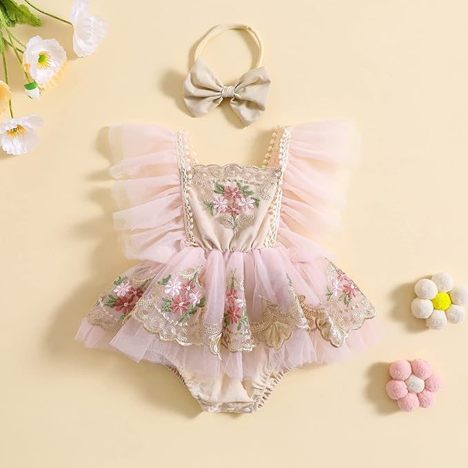 Baby Girl Clothes Floral Boho Lace Romper Bodysuit Romper Jumpsuit Summer Outfit Summer Baby Clothes Girls