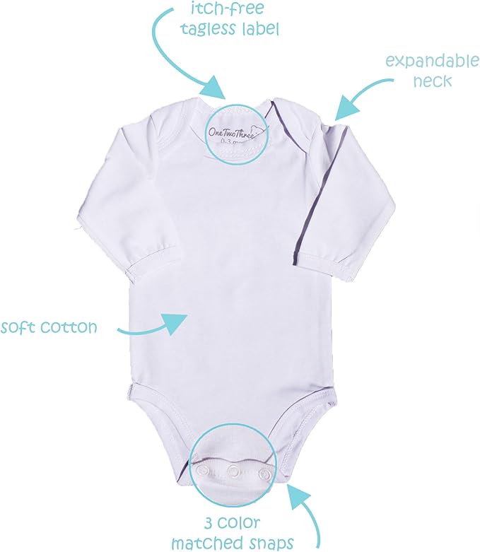 123 Bear Baby Cotton Spandex Long-Sleeve bodysuits unisex boy girl