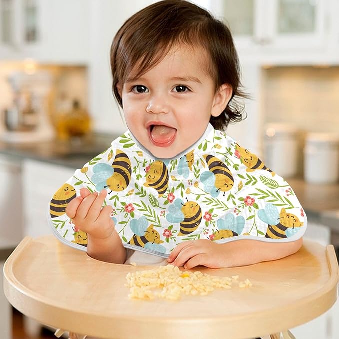 vvfelixl Muslin Burp Cloths Honey Bee Cute Bumble Bee Baby Washcloths for Baby Girl Boys 2 Pack