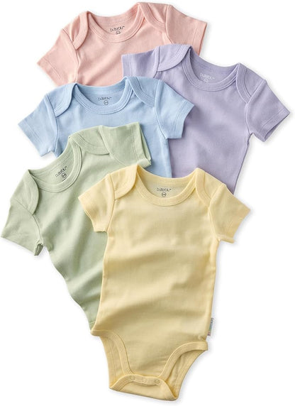 Avery 5-Pack Short Sleeve Bodysuits 100% Organic Cotton for Baby Boys & Girls