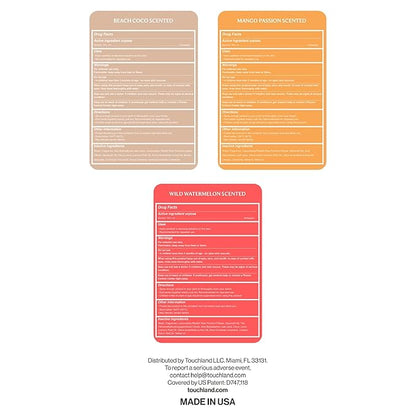 Touchland Hydrating Hand Sanitizer Spray, TROPICAL Trio Set (Mango Passion, Beach Coco, Watermelon), 1 FL. OZ. Travel Size Power Mist Sprays (Set of 3)