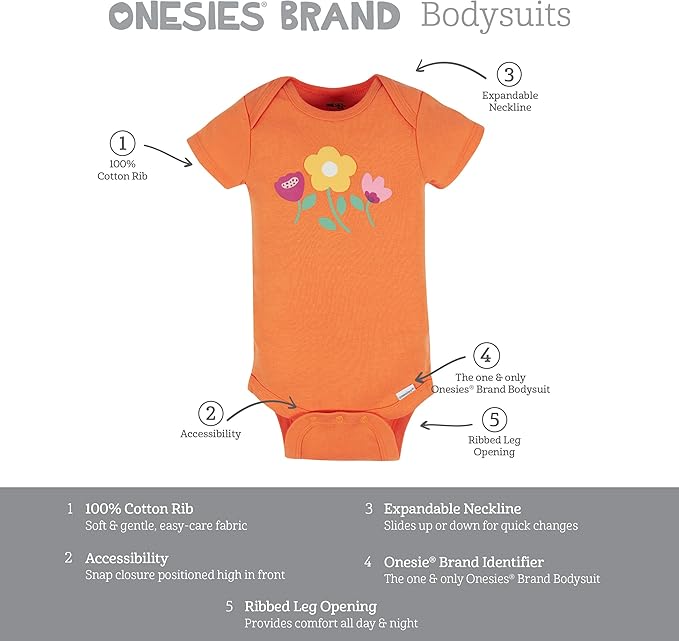 Onesies Brand baby-girls 8-pack Short Sleeve Mix & Match Bodysuits