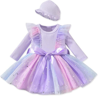 Aalizzwell Infant Newborn Girls Long Sleeve Bodysuit Dress