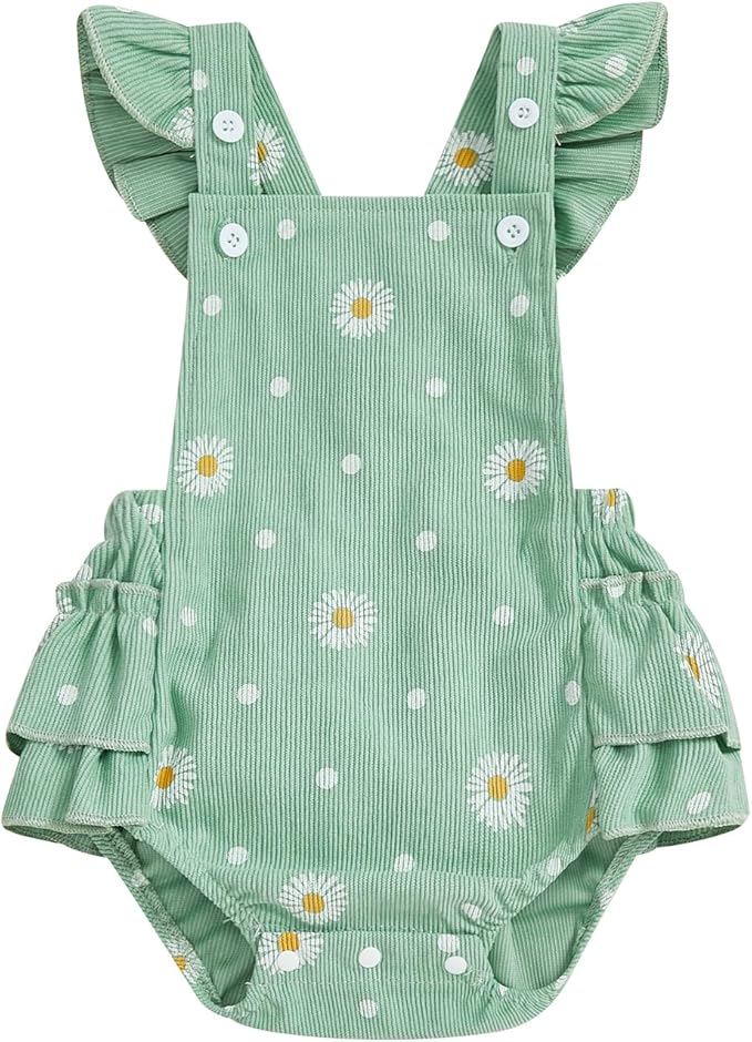 Thorn Tree Baby Girl Summer Clothes Newborn Outfit Ruffle Romper Infant Baby Dress Bow Headband Solid Cute Outfits Girls