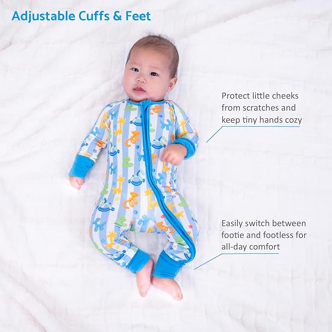 LollyBanks Baby Pajamas, 2-Way Zipper Infant Romper, 95% Viscose Made from Bamboo and 5% Spandex, Baby Sleepers