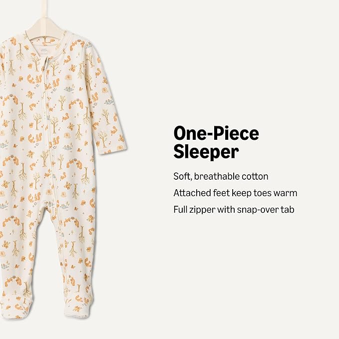 Amazon Essentials x Sofia Grainge Unisex Babies' Cotton Footed Sleep and Play Bodysuit, Pack of 2