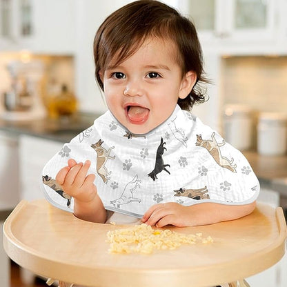 4 Pack Muslin Burp Cloths German Dogs Paw White Cotton Baby Burp Cloths Ultra Absorbent and Soft Thick Burping Cloth for Newborn Babies 22x11 Inch
