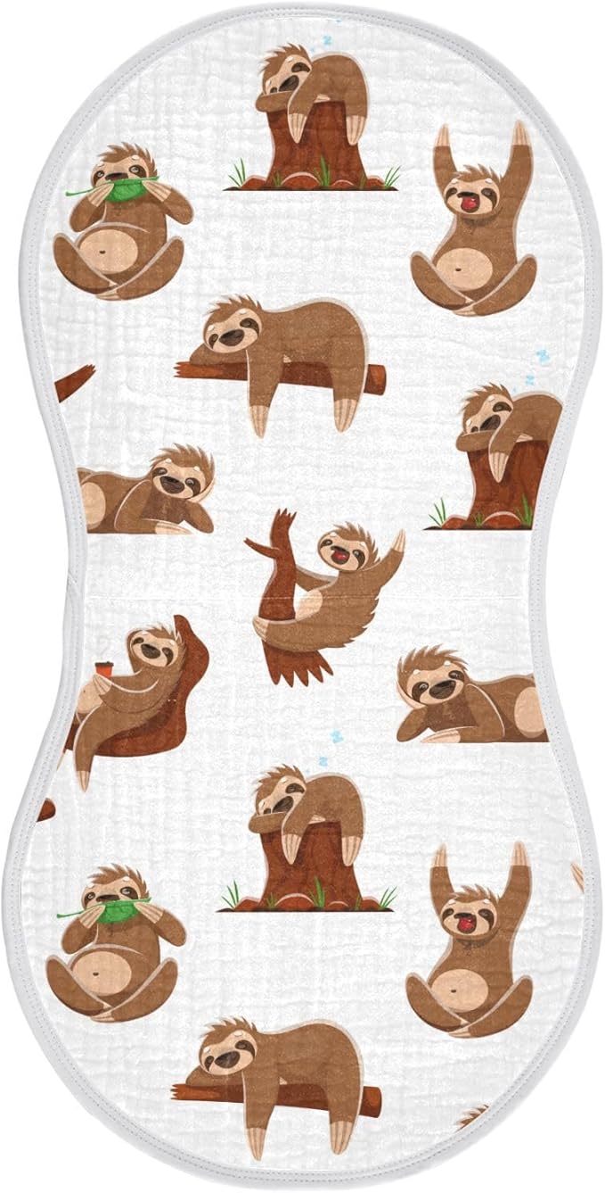 vvfelixl Sleeping Sloth Burp Cloths for Baby Boy Girls Baby Washcloths Burp Rags 1 Pack