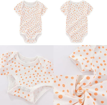 Four Seasons Baby Boy Girl Bodysuits 5-Pack Cotton Comfort Short Sleeve Baby Clothes Soft Infant Outfits