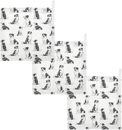 vvfelixl Baby Muslin Washcloths Border Collies Poses Baby Burp Cloths Cotton Babys Face Towel for Newborn Infants Boys Girls Soft and Absorbent 11.8 X 11.8 in, 3 Pack