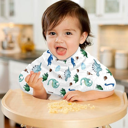 vvfelixl Baby Burp Cloths Palm Tree and Dinosaur Baby Newborn Cotton Burping Cloths Set Baby Washcloths 4 Pack