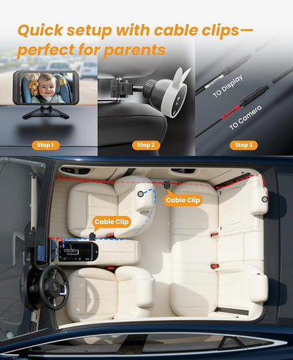 Babyvue USB Car Camera for Baby : 4.5" Baby Car Camera with 1080P Crystal Clear Mirror View, Easy Installation Carseat Rear Facing Moitor for Kids, HD IR Night Vision Backseat Monitor