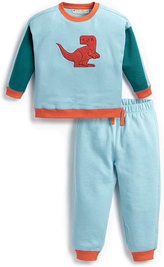 monica + andy Sporty Sweatsuit, 100% Organic Cotton Clothes for Boys & Girls, Outfit Sizes For Kids, Toddler & Infant