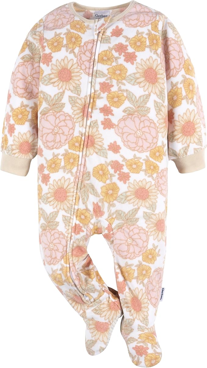 Gerber baby-girls Fleece Footed Pajamas 3-pack