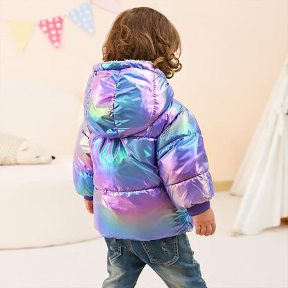 UNICOMIDEA Baby Girl Winter Coat Laser Toddler Jackets Warm Down Outerwear with Hooded for 12M-5T