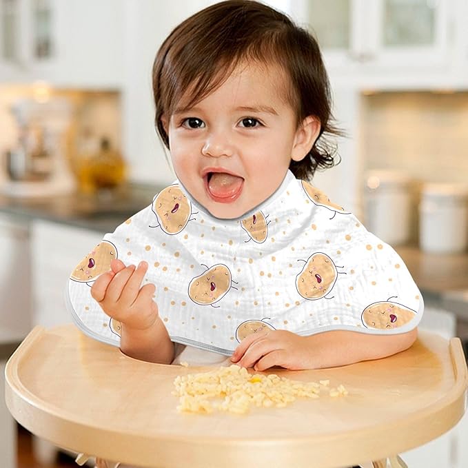 vvfelixl Muslin Burp Cloths Kawaii Potatoes Baby Washcloths for Baby Girl Boys 2 Pack