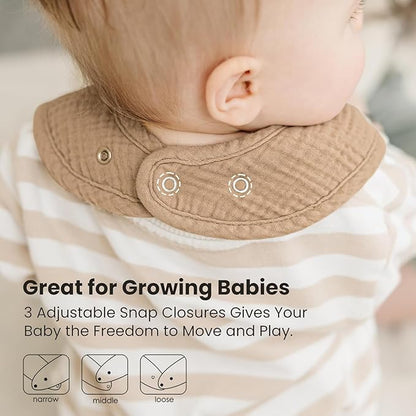 Konssy 10-Pack Muslin Baby Bibs, Soft Cotton Bandana Bibs for Drooling & Teething, Unisex Solid Colors for Boys & Girls, Newborn & Infant