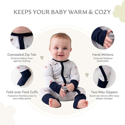 Bamboo Little Ultra-Soft Convertible Baby Romper - Gender Neutral Infant Clothes with 2-Way Zipper, Footless Sleepwear