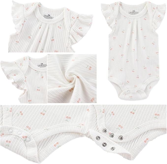Baby Boy Girl Short Sleeve Bodysuits New Born 100% Cotton Clothes 5-Pack 0-12M