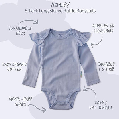 Blake 5-Pack Long Sleeve Bodysuits 100% Organic Cotton Baby Boys & Girls