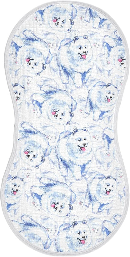 vvfelixl Baby Burp Cloths Samoyed Dog Baby Newborn Cotton Burping Cloths Set Baby Washcloths 4 Pack