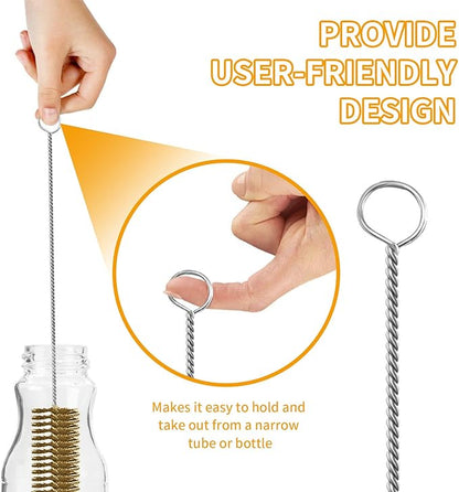 7pcs Brass Wire Tube Brushes Bottle Brush Set,11Inch Long Wire Brushes for Cleaning,Wire Pipe Cleaner Bore Brush Cleaning for Tubes,Bottle,Keyboards,Glass