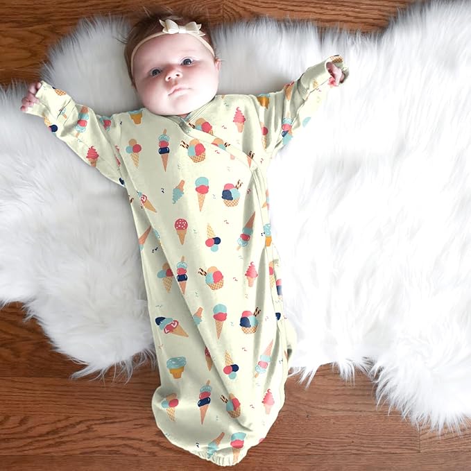 Babysoy Newborn Baby Kimono Wrap Around Snap Sleeper Gown Sack Bundler