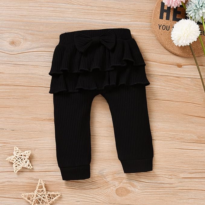 Aalizzwell Preemie Newborn Infant Baby Girls Clothes Ribbed Bodysuit Pants Set Fall Winter Outfits