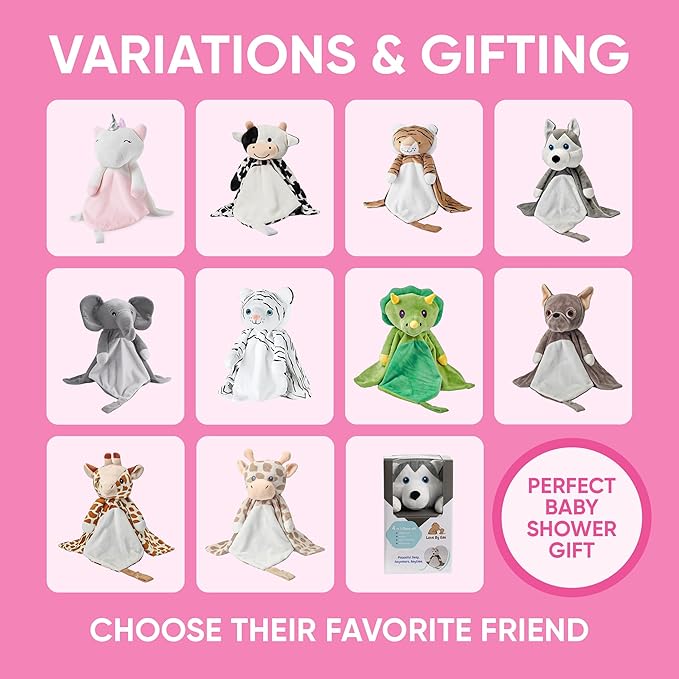 Baby Sleep Soother Pink & White Unicorn Plush with Heartbeat & Lullaby Sounds, 4-in-1 Sound Machine, Security Blanket & Pacifier Holder, Baby Registry Essential & Christmas Gift for Newborns & Infants