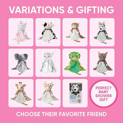 Baby Sleep Soother Pink & White Unicorn Plush with Heartbeat & Lullaby Sounds, 4-in-1 Sound Machine, Security Blanket & Pacifier Holder, Baby Registry Essential & Christmas Gift for Newborns & Infants