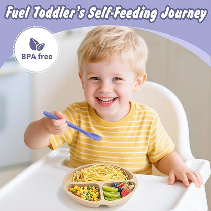 DRKIO 8-Piece Silicone Baby Spoons - Infant Spoons First Stage Self Feeding Baby Led Weaning Supplies Toddler Training Utensils Soft Chewable-Tip Bendable BPA-Free Dishwasher Safe Boil-proof