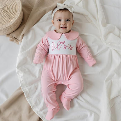 Gaono Newborn Baby Girl Romper Waffle Knit Striped Long Sleeve Doll Collar Heart Bow Jumpsuit Bodysuit Fall Winter Clothes