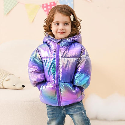 UNICOMIDEA Baby Girl Winter Coat Laser Toddler Jackets Warm Down Outerwear with Hooded for 12M-5T