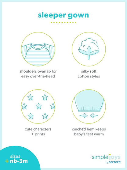 Simple Joys by Carter's unisex-baby 3-pack Neutral Cotton Sleeper Gown
