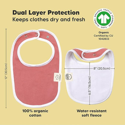 8-Pack Organic Baby Bibs for Boys, Girls - Soft Cotton Drooling and Teething Bibs for Baby Girl & Boy, Extra Absorbent, Easy To Clean & Put On for Toddler, Newborn, Infant 0-24 Months (Muted Pastel)