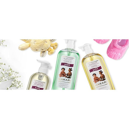MAKARI Baby Care Essentials Bundle: Softness Care Baby Oil (8.4 oz) with Sweet Almond & Chamomile + Bebe Cleansing Milk (1000 ml) - Gentle, Hypoallergenic Skincare for Sensitive Newborns and Infants