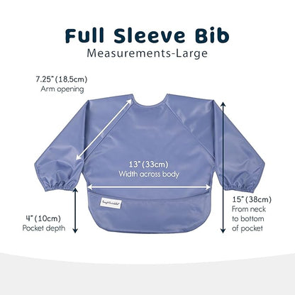 Tiny Twinkle Long Sleeve Bib for Babies & Toddlers | 2-Pack Waterproof Smock Bib for Eating | Machine Washable & Mess-Proof Feeding Essentials | Newborn Shower Gift (Periwinkle Putty,2-4Y)